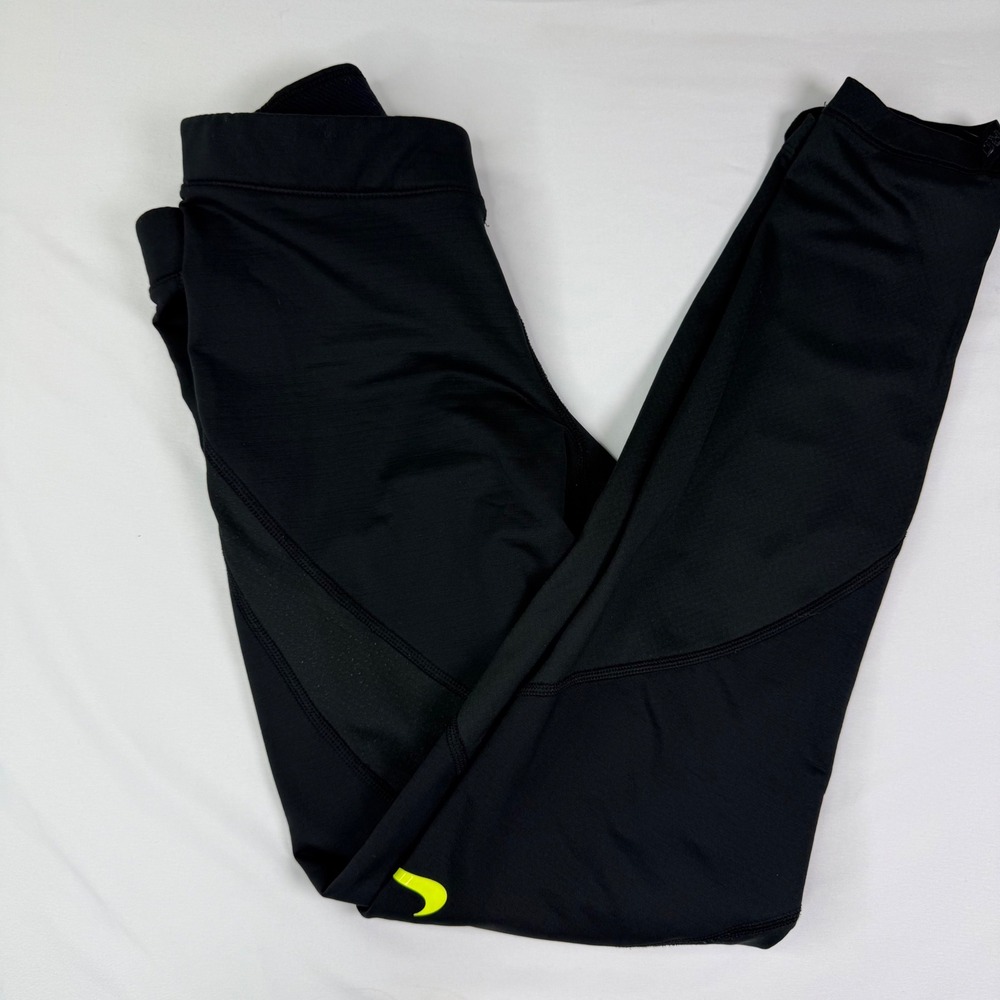 Nike Pro Hyperwarm Women Black Stirrup Leggings AR4733-010 Neon Swoosh Small